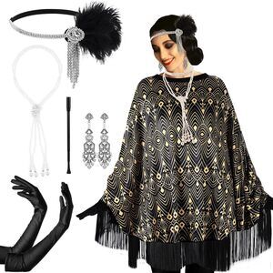 7338 6 Pcs 1920s Flapper Costume Accessoriess Set For Fringed